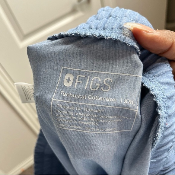 Figs Women Pants XXL High Waisted Zamora Jogger Scrubs Doctor Nurse Blue Gray - Picture 3 of 13